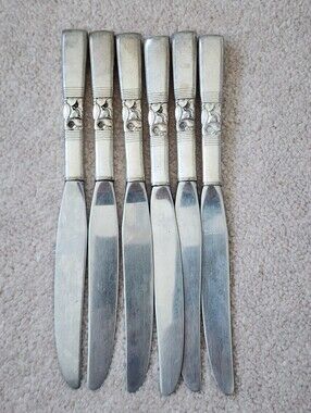 Silverplated 1940s MORNING STAR Set Of 6 Knives Silverware